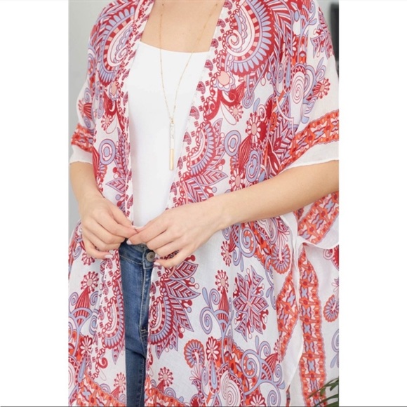 Bohemian Pattern Kimono Cardigan Coverup - Picture 2 of 13